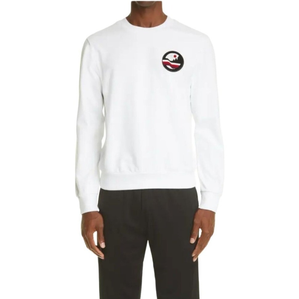 New Canali Black‎ Edition Crewneck Cotton Sweatshirt In White Size 52 (US Large)